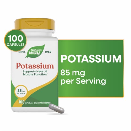 Nature's Way Potassium Supports Heart and Muscle Function Capsules 85 mg Per Serving
