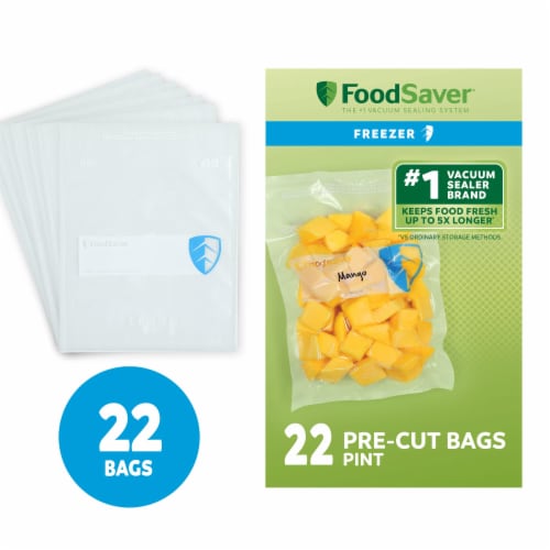 FoodSaver Pint Vacuum Seal Bags, 22 Count Pre-Cut BPA-Free Freezer Bags