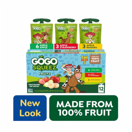GoGo squeeZ No Sugar Added Apple Banana Strawberry Applesauce & Fruit Puree Pouches