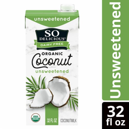 So Delicious Dairy Free Shelf Stable Vegan and Gluten Free Unsweetened Organic Coconut Milk Carton