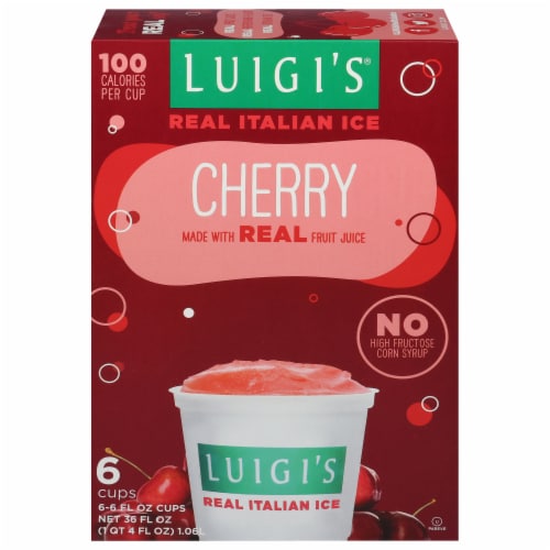 Luigi's Cherry Real Italian Ice 6 / 6 fl oz Cups