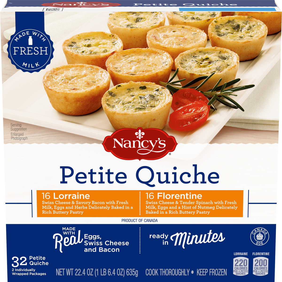 Lorraine & Florentine Petite Quiche Frozen Snacks Variety Pack