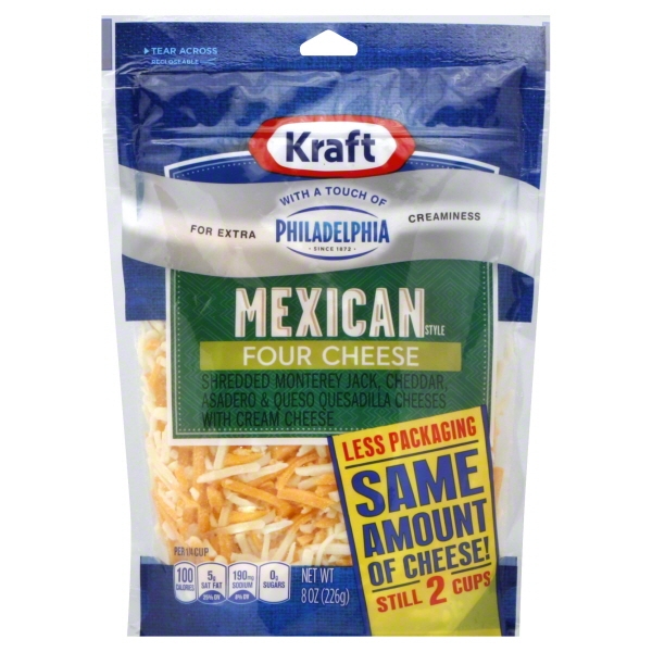Kraft Mexican Style Four Cheese Finely Shredderd 8