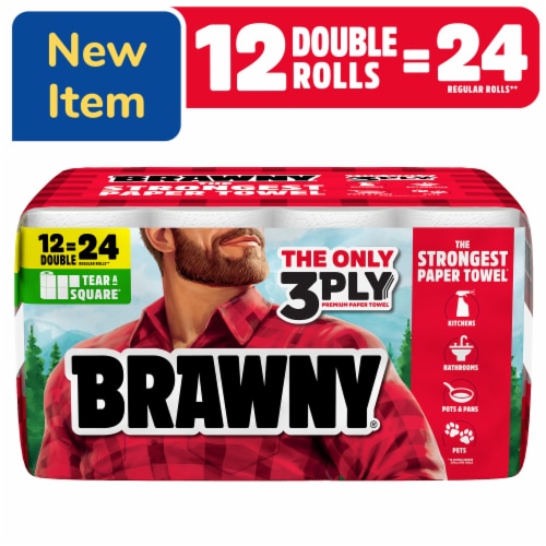Brawny® 3-Ply Tear-A-Square® Paper Towels, Double Rolls