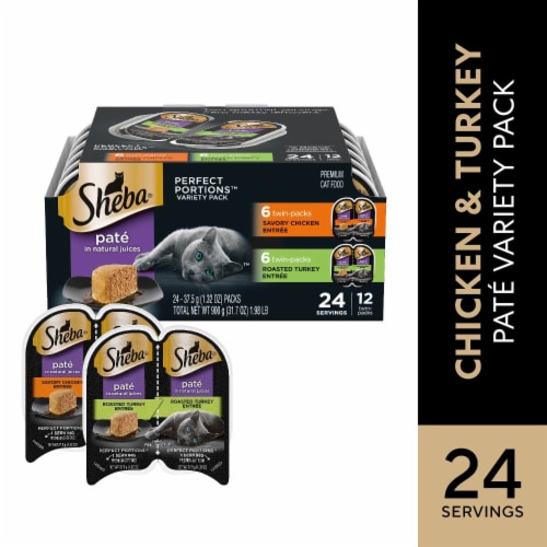 Sheba Perfect Portions Adult Wet Cat Food Pate Savory Chicken & Roasted Turkey Variety Pack
