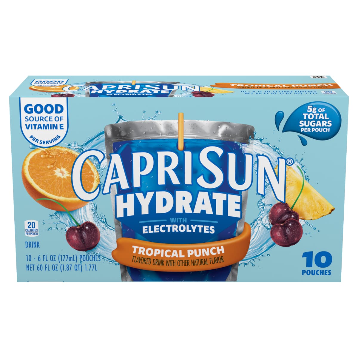 Hydrate Tropical Punch Flavored Drink with Electrolytes and Vitamin E