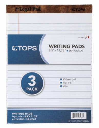 Tops™ Perforated White Rule Legal Pad - White - 50 Sheets