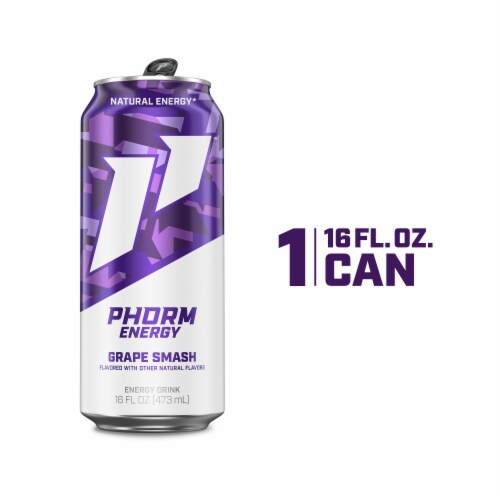 Phorm Energy Grape Smash 16 fl oz Can, 200 Mg Natural Caffeine From Green Tea