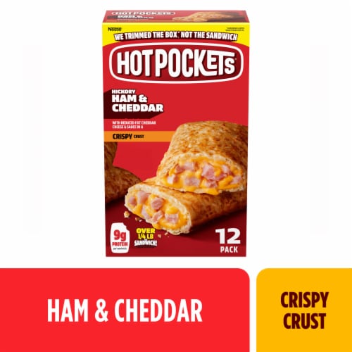 Hot Pockets Hickory Ham and Cheddar Crispy Crust Frozen Snacks 12 Pack
