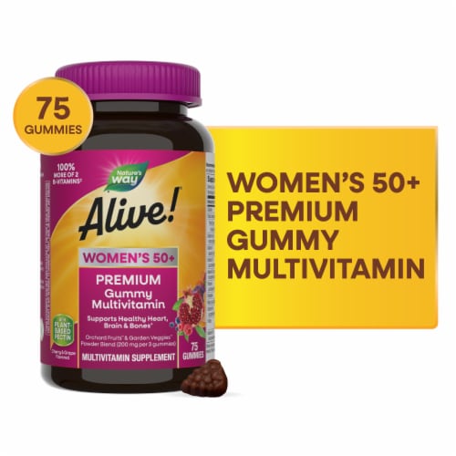 Nature's Way Alive! Women's 50+ Premium Multivitamin With B Vitamins Grape and Cherry Flavored Gummy