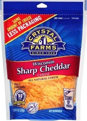 Crystal Farms Cheddar Wisconsin Sharp Shredded 8oz