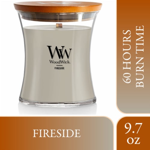WoodWick® Medium Hourglass Candle, Fireside Scent, Premium Soy Blend Wax, 9.7oz