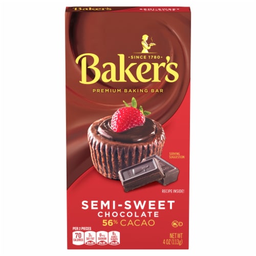 Baker's Semi-Sweet Chocolate Premium Baking Bar with 56% Cacao, Box