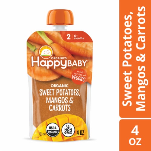 Happy Baby Clearly Crafted Stage 2 Sweet Potatoes Mangos & Carrots Organic Baby Food Pouch