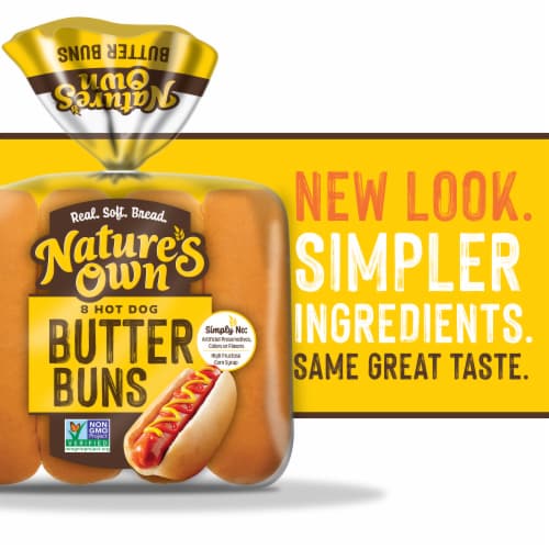 Nature's Own Butter Buns Hot Dog Buns, Non-GMO Hot Dog Buns, 8 Count