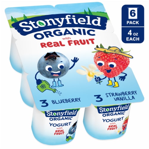 Stonyfield Organic Kids Blueberry & Strawberry Vanilla Lowfat Yogurt Cups Variety Pack