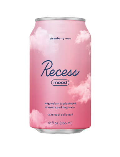 Recess Mood Strawberry Rose Magnesium and Adaptogen Infused Sparkling Water