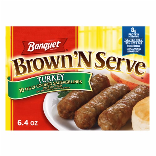 Banquet Brown 'N Serve Turkey Sausage Links, Frozen Meat for Breakfast