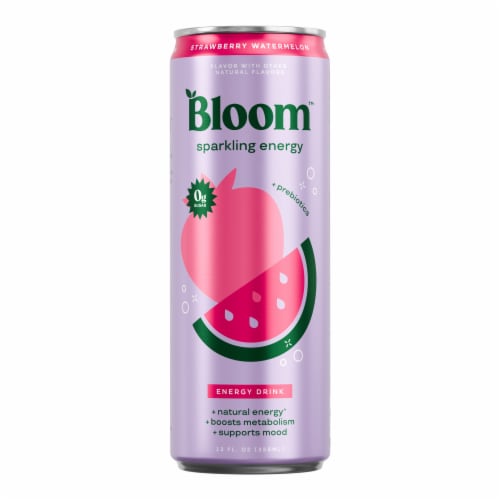 Bloom Strawberry Watermelon + Prebiotics Sparkling Energy Drink Can