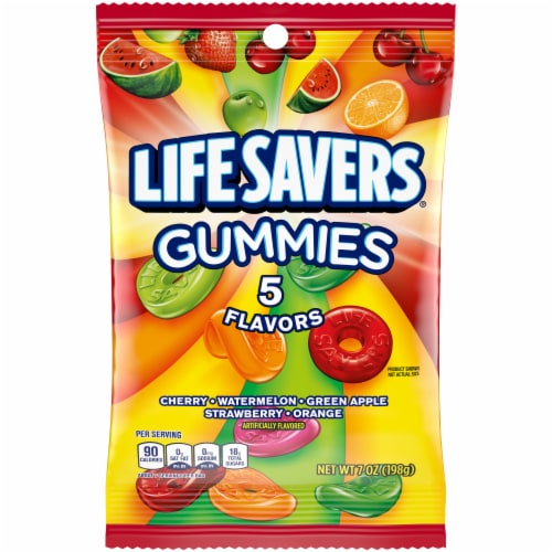 LIFE SAVERS 5 Flavors Gummies Candy Bag, Gummy Candy for Goodie Bags, Road Trips, Treats, 7 oz