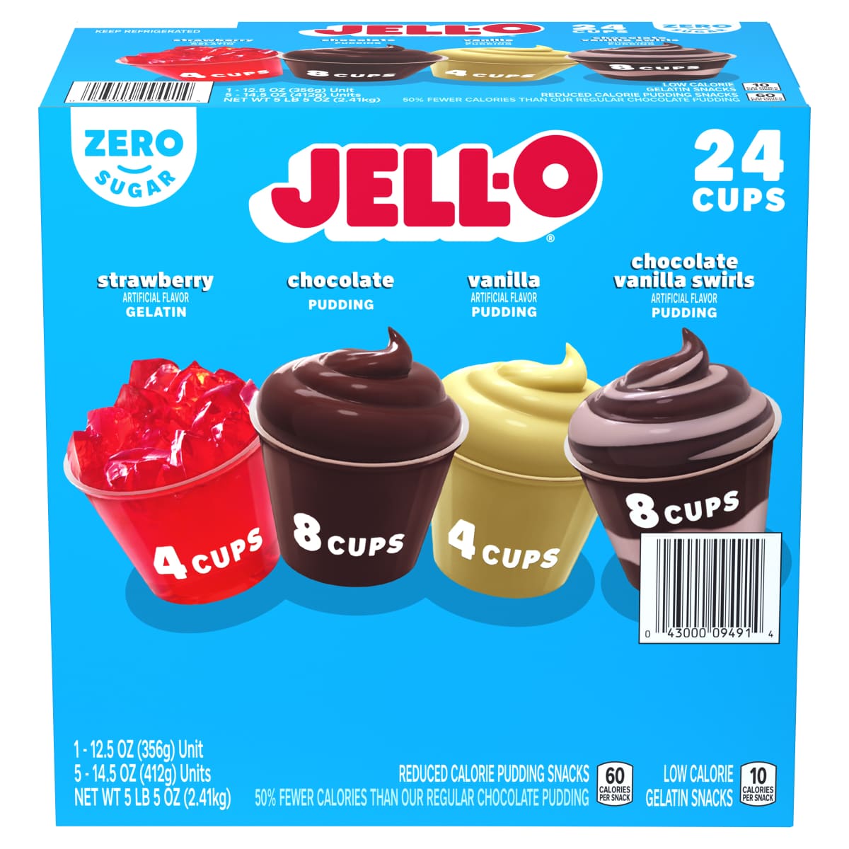 Sugar Strawberry Gelatin & Chocolate, Vanilla and Chocholate Vanilla Pudding Variety Pack