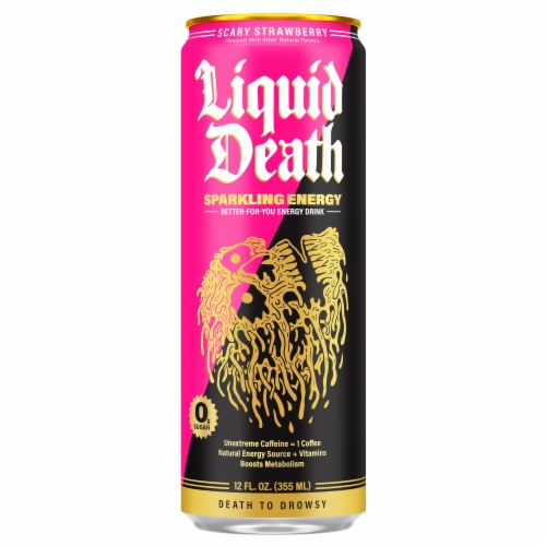 Liquid Death Sparkling Energy - Scary Strawberry, Zero Sugar Energy Drink