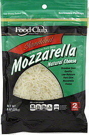 Food Club Mozzarella Shredded 8 oz pack
