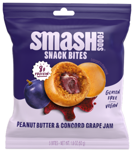 Smash Foods® Peanut Butter & Concord Grape Jam Snack Bites