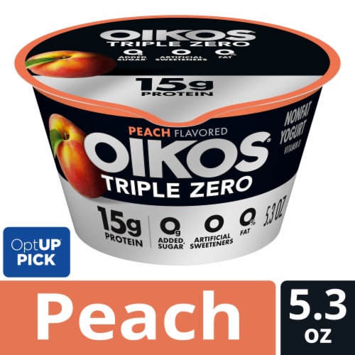 Oikos Triple Zero Peach High Protein Nonfat Greek Yogurt Cup