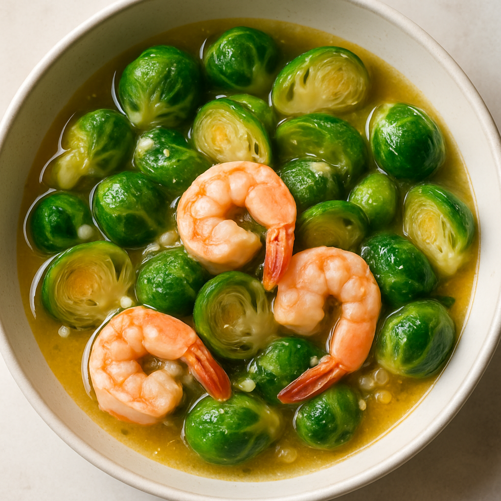 Coles de Bruselas con Salsa de Camarones
