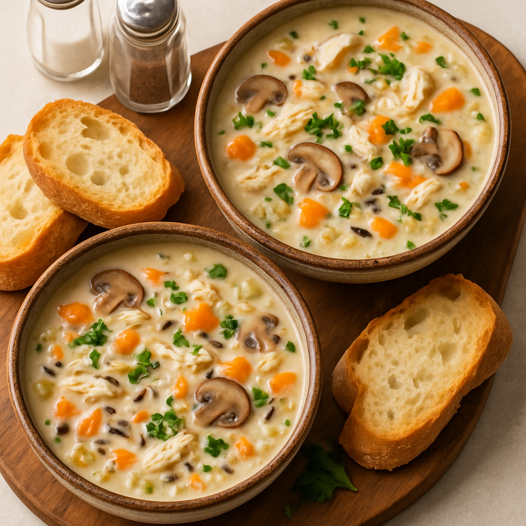 Sopa de Pollo y Arroz Silvestre en Olla de Cocción Lenta