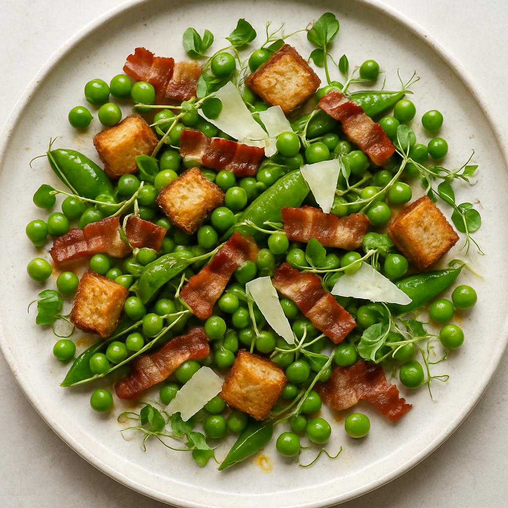 Pea, Bacon and Pecorino Salad