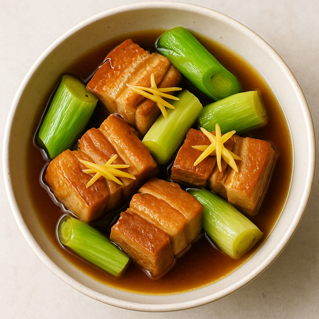 Braised Pork Belly with Leeks and Ginger