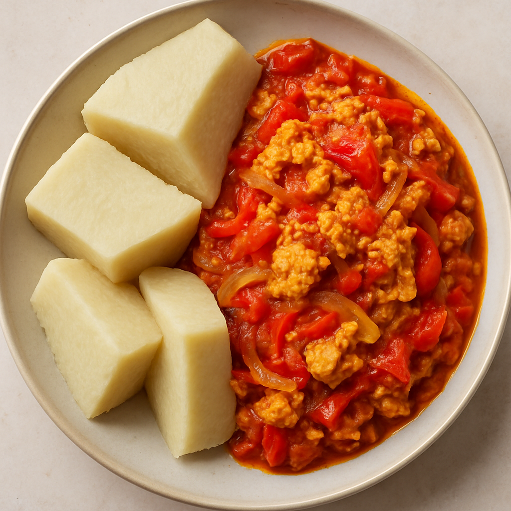 Huevos y Ñames Picantes al Estilo Nigeriano