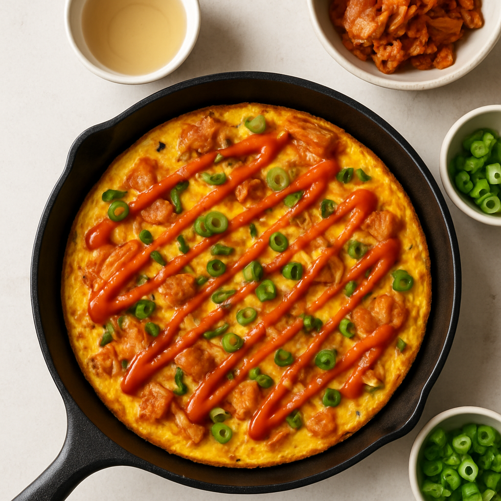 Kimchi Frittata with Sriracha Drizzle