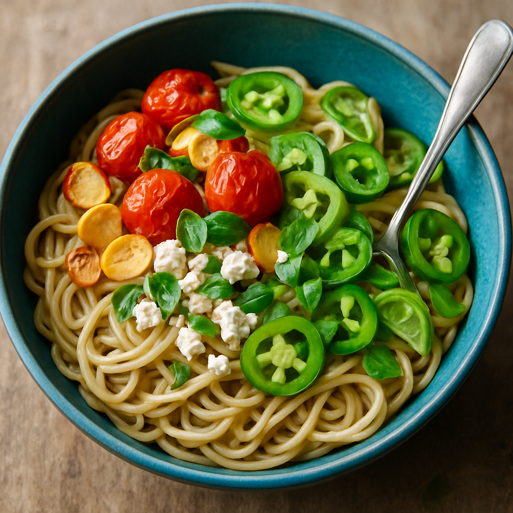 Farmers Market Sesame Miso Noodle Bowls with Garlic Chips