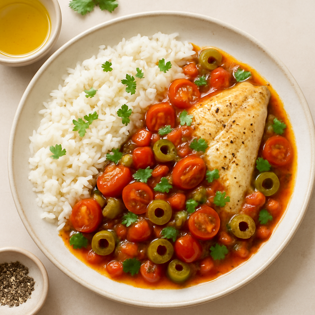 Baked Fish with Tomato-Olive Sauce
