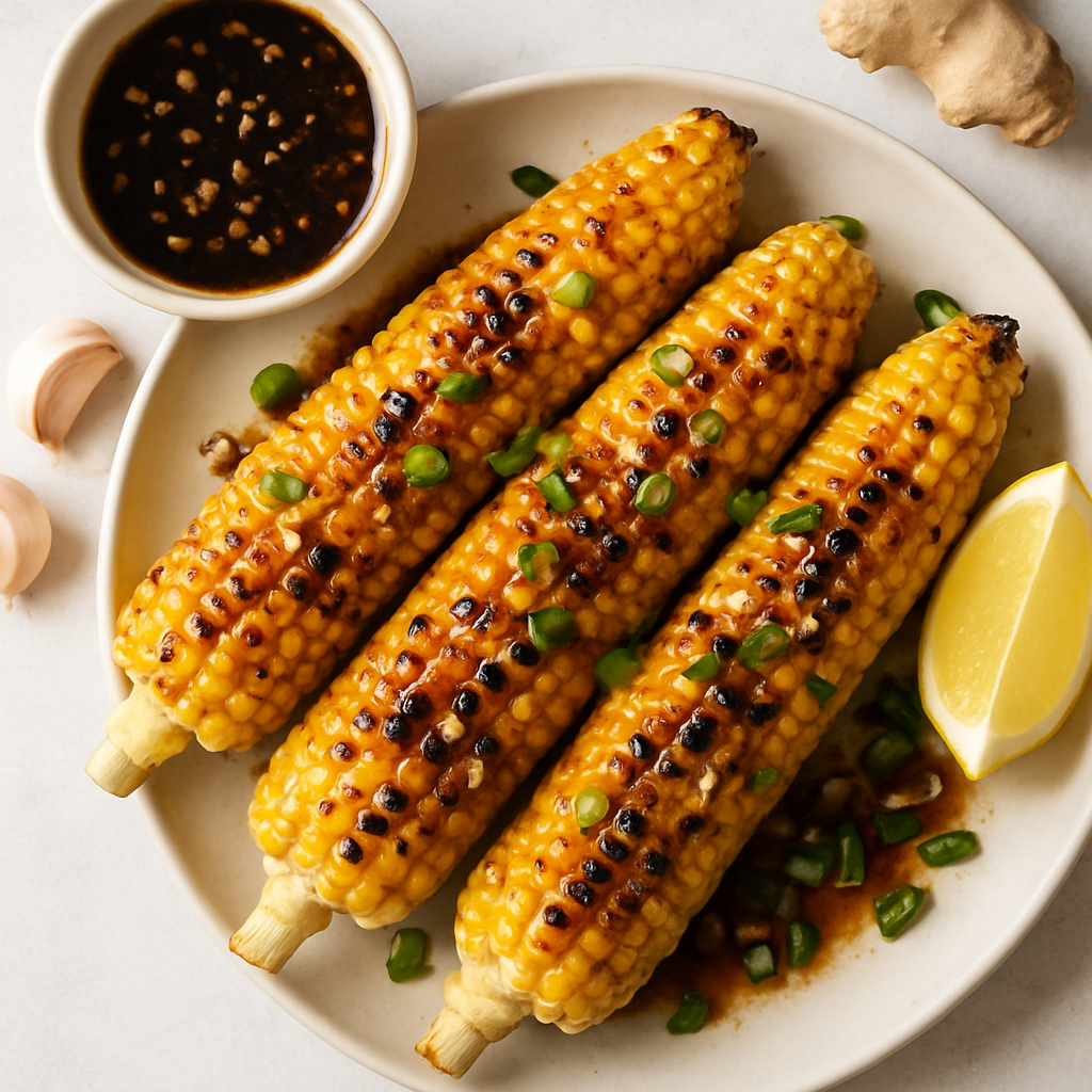 Grilled Corn With Garlic and Ginger Soy Butter