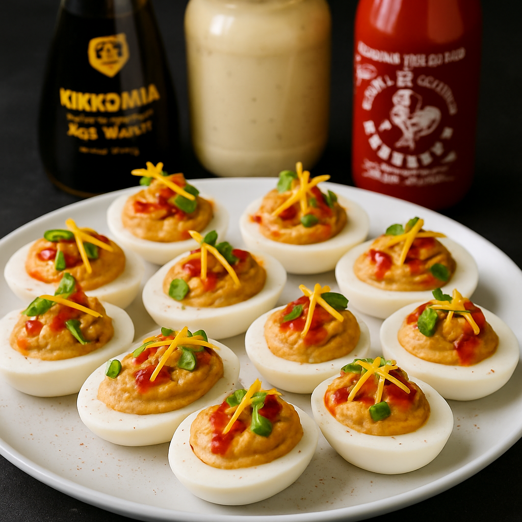 Soy Sriracha Deviled Eggs