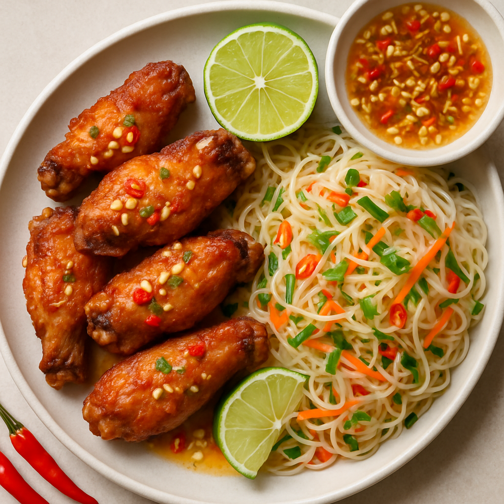 Spicy Fish Sauce Chicken Wings with Vermicelli Salad