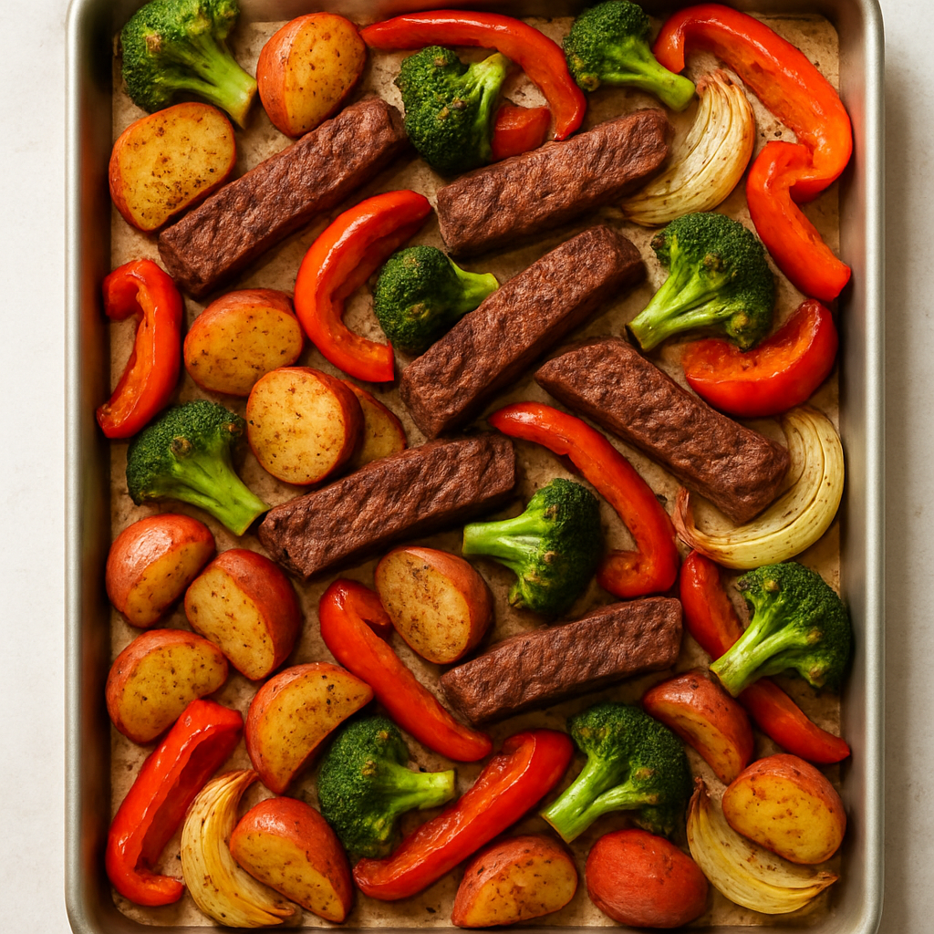 Cajun-Style Steak and Vegetable Sheet Pan Supper
