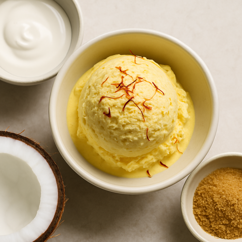 Quick Coconut Ice Cream with Saffron