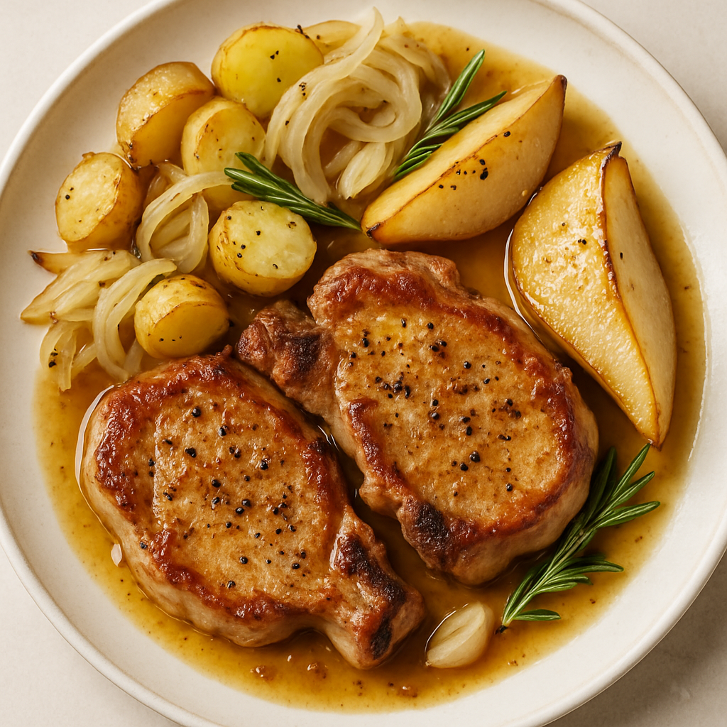 Chuletas de Cerdo con Peras y Sidra