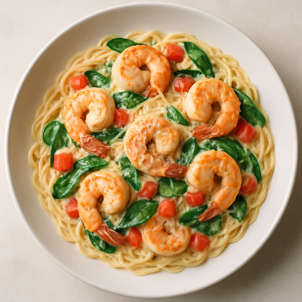 Camarones y Pasta Formaggio