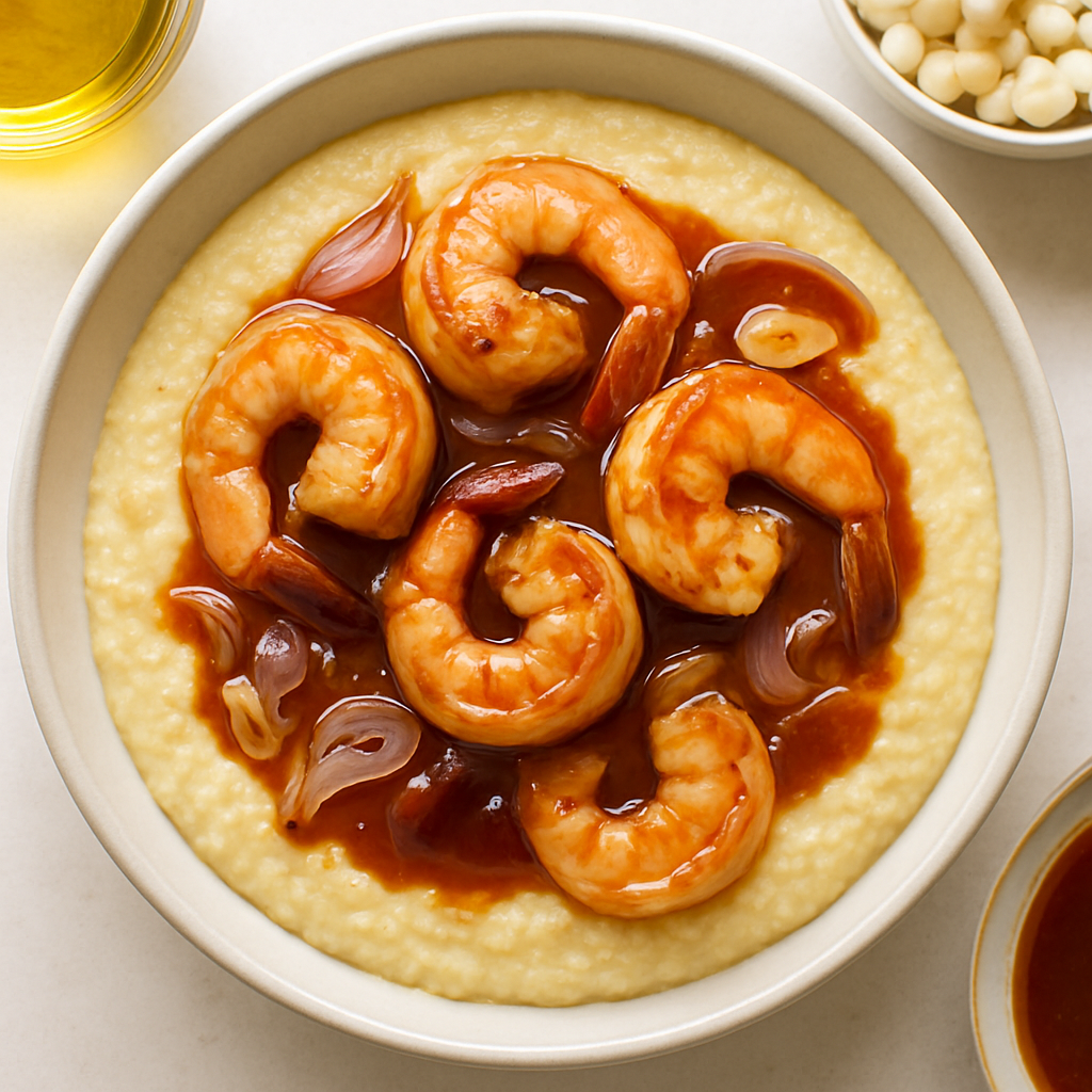 Camarones y Polenta Simples