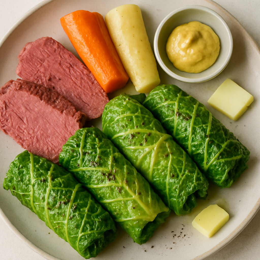 Rollos de Repollo y Carne de Res Encurtida