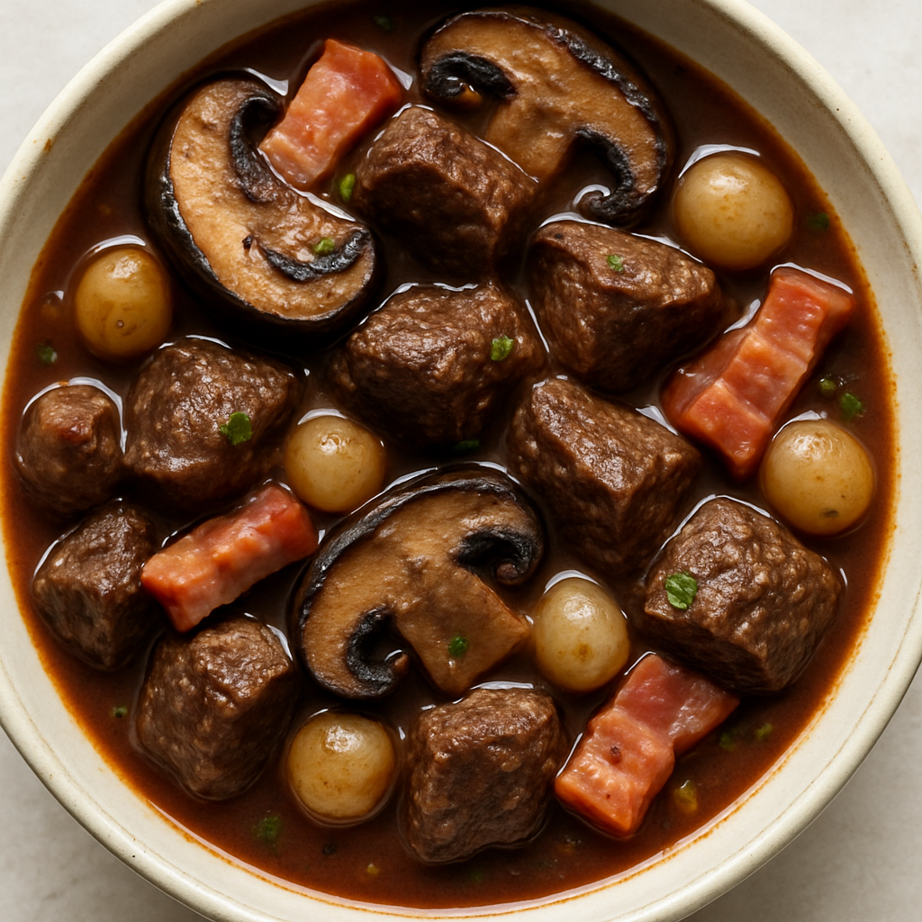 Bourguignon de Res y Champiñones Portobello