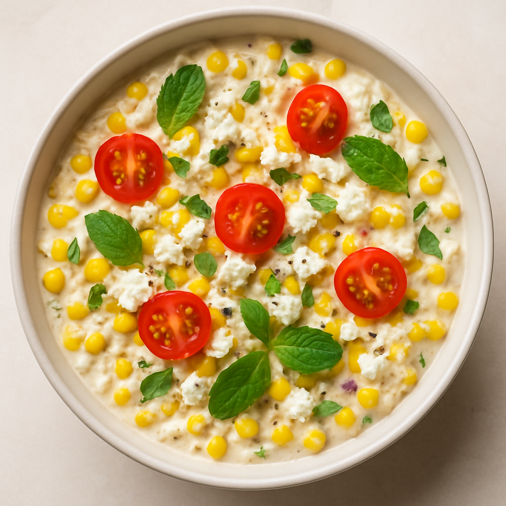 Creamy Corn Dip With Feta, Mint, and Tomatoes