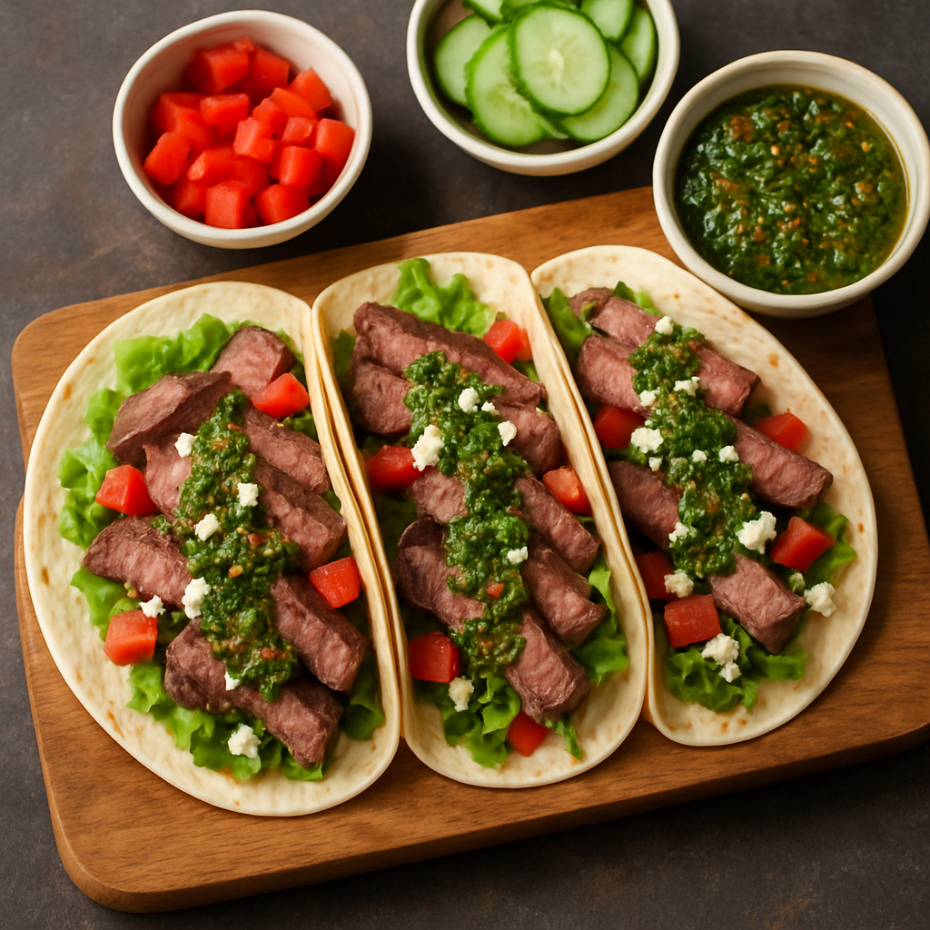 Tacos de Carne con Salsa Chimichurri