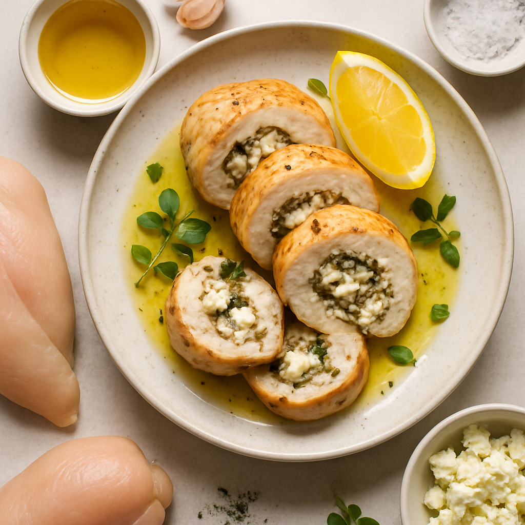 Chicken Roulade with Feta and Lemon